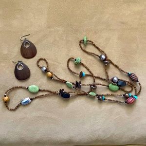 Wood and sterling silver jewelry set